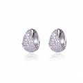 Silver Tone Clear Pave Teardrop Huggie Hoop Earrings view 5