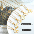 Gold Round Mother Of Pearl Initial Letter Pendant Necklace view 2