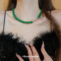 Emerald Glass Bead and Chinese Charm Necklaces 21 Styles view 2