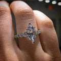 Silver Large Marquise CZ Side-Stone Finger Ring 6-10 view 2