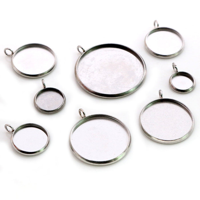 Stainless Steel Round Cabochon Trays in Eight Sizes
