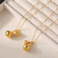 Dual Teardrop Pendant Necklace Gold Or Steel Long Chain Style view 2