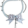 Pink Polka Dot Bow Pearl Necklace With Crystal and Pearl Drops view 5