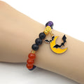 Orange Purple Black Bead Moon Bat Stretch Bracelet view 1