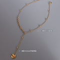 Forever Love Heart Y Drop Necklace Gold Steel Bead Chain view 2