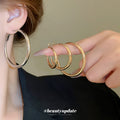 Classic Rounded Hoop Earrings in Three Sizes and Two Tones view 2