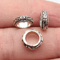 11x11x4mm 0.94g Antique Silver Zinc Alloy Textured Round Ring Large Hole Beads for Bracelet Jewelry Making