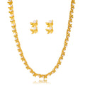 Black Gold Tone Leaf Pearl Look Metal Necklace and Earring Set view 5
