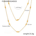 Long Station Chain Necklace With Oval Beads Double Layer view 7