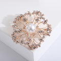 Pearl Crystal Filigree Flower Brooch With Polished Metal And Sculpted Decorative Details view 2
