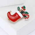 Christmas Stocking Brooch with Polished Metal and Decorative Accents view 3