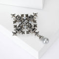 Baroque Cross Crystal Brooch With Pearl Drop in Six Colors view 4