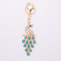 Rhinestone Peacock Keychain Teardrop Tail Gold Clasp Six Colors view 5