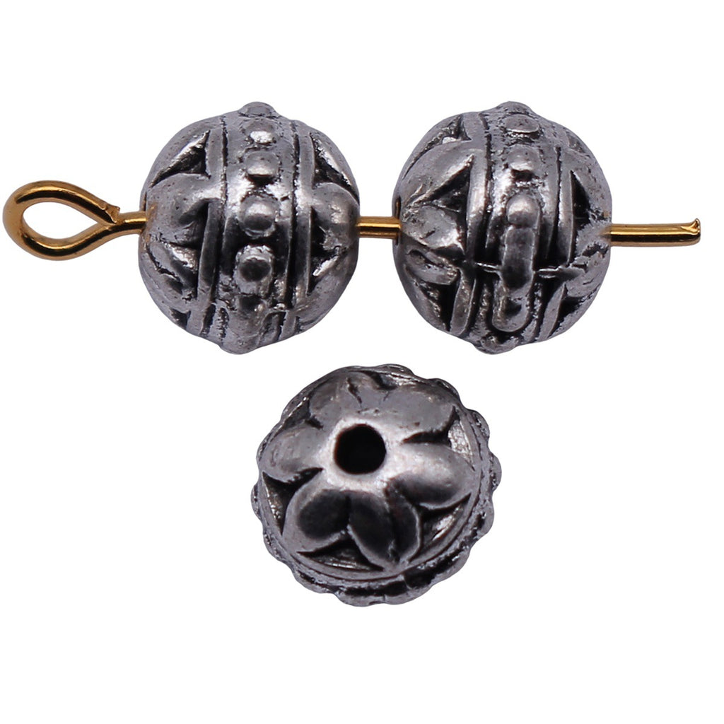7.9x7.9x7.9mm 1.3g Antique Silver Zinc Alloy Double Sided Floral Pattern Spacer Beads for DIY Bracelets