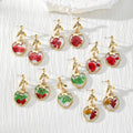 Heart Dried Flower Resin Stud Earrings Gold Leaf Posts 6 Styles view 1