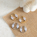 Marquise Clear Glass Open Hoop Earrings Gold Steel view 2