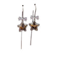 Leopard Star and Crystal Bow Long Threader Earrings view 5