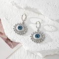Rhinestone Eye Motif Huggie Hoop Drop Earrings 2 Tones view 3