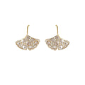 Gold Tone Clear Stone Pave Ginkgo Leaf Drop Earrings For Women view 5