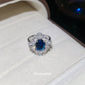 Silver Blue Zircon Flower Open Ring Teardrop Halo 2 Styles view 4