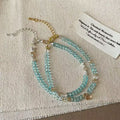 Aqua Crystal Geometric Bead Teardrop Bracelets Silver Gold view 1