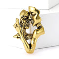 Abstract Kissing Couple Face Brooch Silver Gold Alloy Pin view 2
