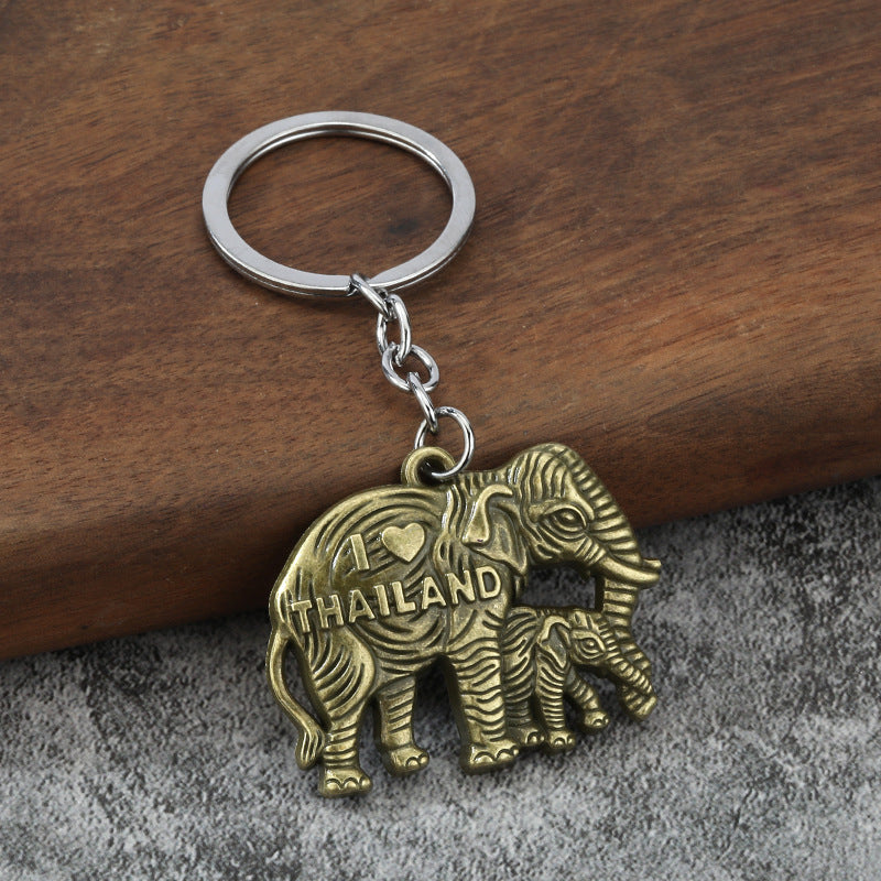 3D Elephant and Pixiu Metal Pendant Keychain Charm for DIY Accessories