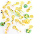 Jade Look Safety Buckle and Gourd Dangle Charm Pendants view 5