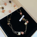 Layered Gold Tone Necklace with Multicolor Stone Beads view 4