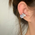 Silver Tone Crystal Butterfly and Pearl Fashion Ear Cuff view 3