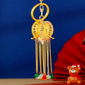 Illuminated Round Fan Keychain With Multicolor Bead Chain Tassels view 1