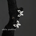 Silver Tone Open Wing Clear Stone Butterfly Stud Earrings view 1