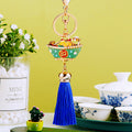 Jeweled Fortune Ingot Tassel Keychains in Five Bright Color Options view 5