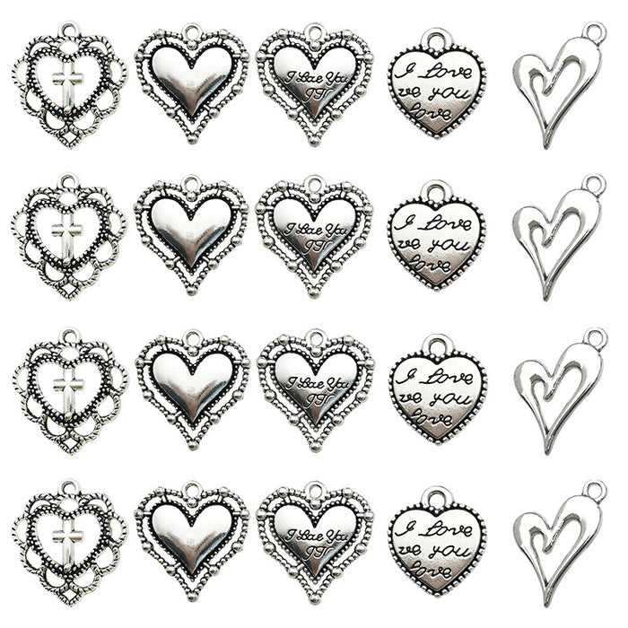 Antique Silver Heart Metal Beads with 10 Listed Options