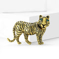 Standing Metal Tiger Brooch Gold Silver Stripe Crystal Eyes view 4