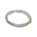 Silver Tone Hinged Crystal Bracelet In Multicolor Blue Or Champagne view 5
