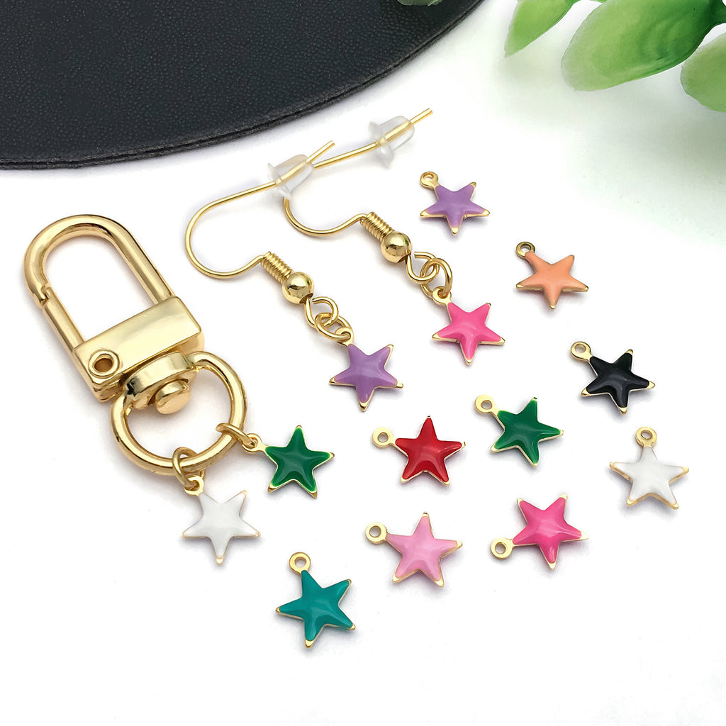 7x8mm Enamel Stainless Steel Star Charm Pendant for DIY Earrings Necklace Jewelry Making