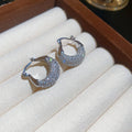 Pave Crystal Wide Hoop Earrings in Silver and Gold Tones view 6