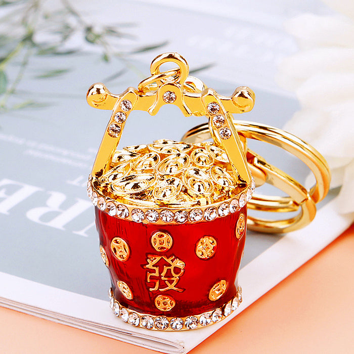 Fortune Bucket and Mixed Auspicious Charm Keychains in Thirty-Nine Options
