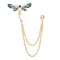 Red Enamel Rhinestone Dragonfly Brooch Pearl Chain Crystal Pin view 5