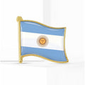 Argentina Flag Brooch In Blue White And Gold With Polished Metal Detail view 2
