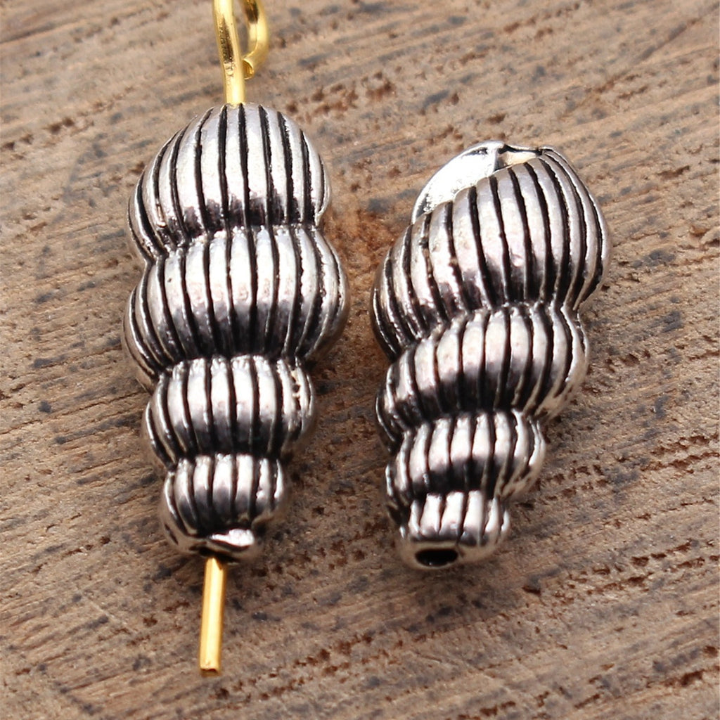 15x7.2x5.4mm 1.6g Antique Silver Zinc Alloy Shell Loose Metal Conch Beads for Bracelet Necklace DIY Jewelry Making