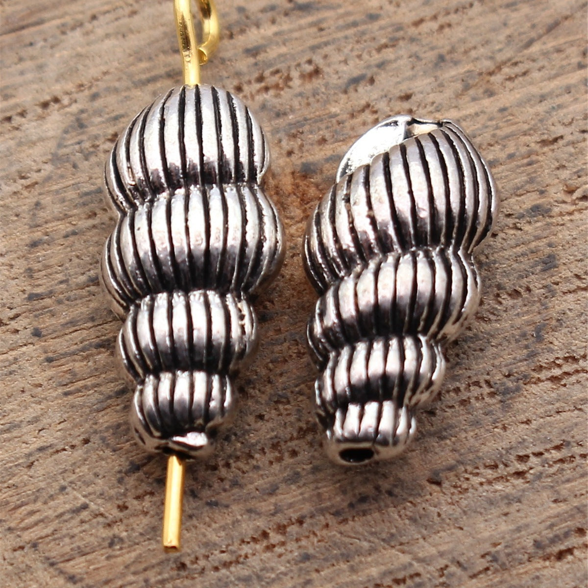 15x7.2x5.4mm 1.6g Antique Silver Zinc Alloy Shell Loose Metal Conch Beads for Bracelet Necklace DIY Jewelry Making