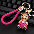 Seated Jeweled Bear Keychains with Color-Coordinated Braided Loops view 1
