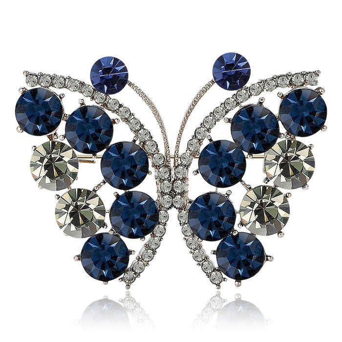 Blue Crystal Butterfly Brooch Decorative Lapel Pin