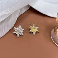 Gold Clear Crystal Snowflake Stud Earrings Marquise Burst view 4
