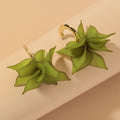 Layered Petal C Hoop Earrings In Pink And Green Statement Pair view 7