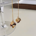 Gold Tone Long Threader And Multicolor Fruit Cluster Earrings view 3