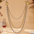 Multi Layer Ball Chain Heart Toggle Necklace Gold Steel Mix view 2