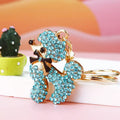 Rhinestone Poodle Keychain Metal Dog Bow Bag Charm view 3